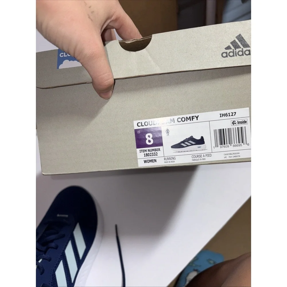 Adidas Women's Cloudfoam Comfy Lace Up Sneakers Size 8 Blue Casual New In Box
